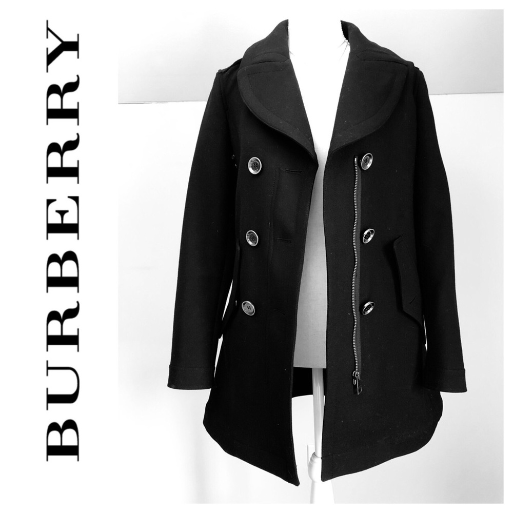 💕HP🧡 Burberry Brit Black Wool Pea Coat